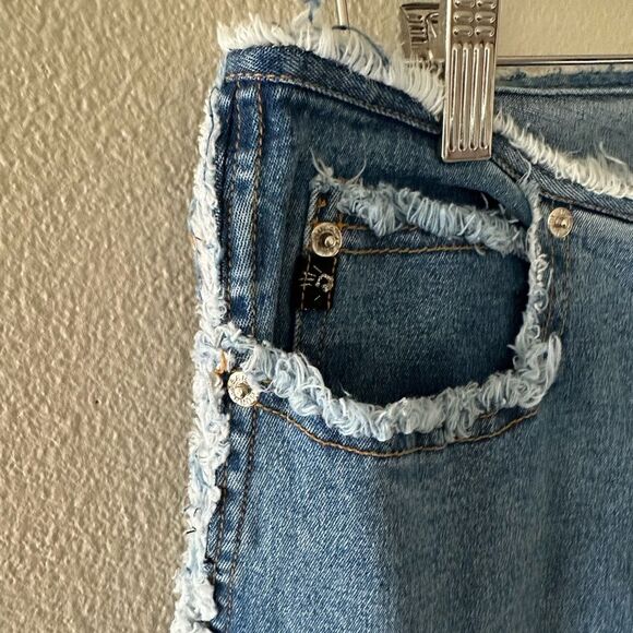 Mudd Yo! Vintage Y2K Mid Rise Raw Fringe Trim Stretch Flare Jeans Juniors 13 - Picture 6 of 10